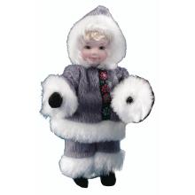 Eskimo pige med pels jakke blå - A (12,5cm) stof & plast