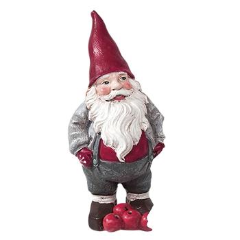 Julemand står med æbler ved fødderne (13cm) Poly