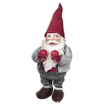 Julemand står med 2 æbler i hænderne (13cm) Poly