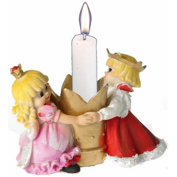 Prins og Prinsesse danser om lysestage til 20mm lys (9 cm høj) Poly