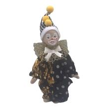 Klovn med hue i blå og guld (12cm) Porcelæn og Stof