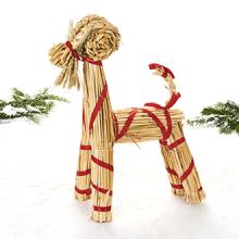 Halmbuk naturfarvet med Rødt bånd (21 cm) Natur Halm