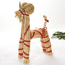 Halmbuk naturfarvet med Rødt bånd (70 cm) Natur Halm