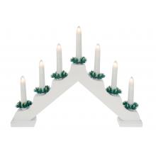 Julestage i hvid, træ til indendørs 7 diode lys (40x31cm) 220v