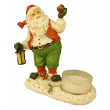 Lysestage med nisse far til fyrfad lys (14cm høj 13x6cm) Porcelæn
