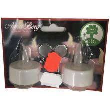 Fyrfads lys Hvide 2stk med batterier diode blaffer (4cm ø) Plast