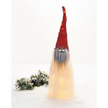 Nisse med pelsskæg & LED lys (60cm høj) 220V