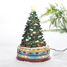 Juletræ bevægelig med lys & musik (34cm høj) Poly, 220V