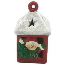 Jule lygte med led, Julemand med juletræ - B (11cm) Batteri