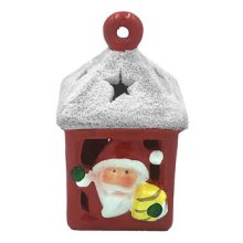 Jule lygte med led, Julemand med pakke - C (11cm) Batteri