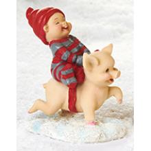 Babynisse rider på gris - A (H: 10cm) Poly