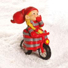 Babynisse pige på cykel, med en hånd på styret - A (H: 8cm) Poly