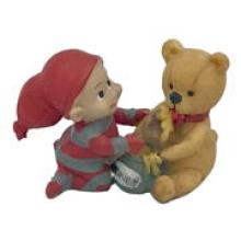 Babynisse Bjørn og dreng giver honning - A (H: 5cm) Poly