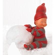 Babynisse dreng holder på stor snebold - A (H: 6cm) Poly