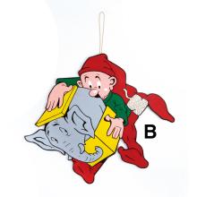 Bramming nisse pakker elefant ind, trænisse til ophæng (H:40 cm) Træ, tryk på 1 side