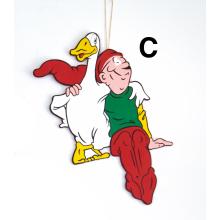 Bramming nisse med gås, trænisse til ophæng (H:40 cm) Træ, tryk på 1 side