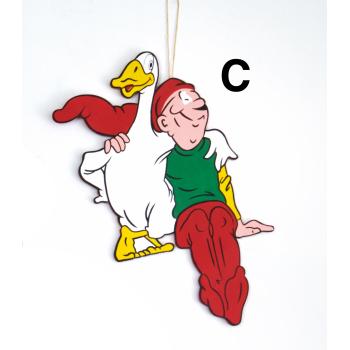 Bramming nisse med gås, trænisse til ophæng (H:40 cm) Træ, tryk på 1 side