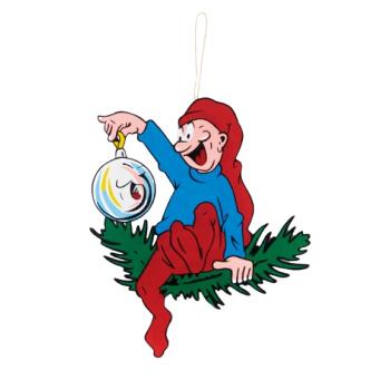 Bramming nisse, holder julekugle, til ophæng (H:40 cm) Træ, tryk på 1 side