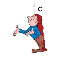 Bramming nisse, med blå trøje brune bukser, Old Time, til ophæng (H:40 cm) Træ, tryk på 2 sider