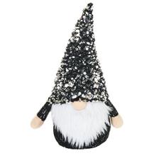 Nisse i sort med glimmer hue (H: 31 cm) Stof