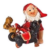 Skovnisse med sort hund (H: 6 cm) Poly
