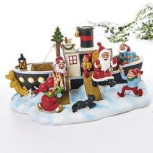 Juleskibet, med nisse & kat, Vilhelm Hansen (14x37 cm) Poly