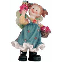 Blomsterpige fe Blå kjole (H: 13cm) Keamik & Stof