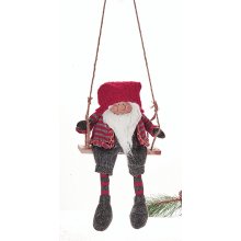 Strik nisse hænger i træ gynge nissefar - A (43cm høj)