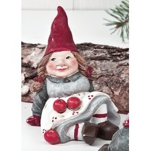 Julekone med æbler (8cm) Poly