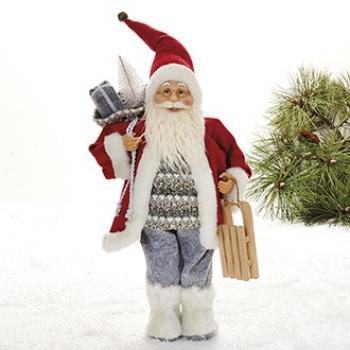 Julemand, stående med kælk (45cm) Stof
