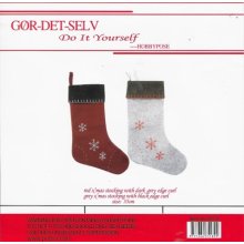 Gør det selv - Julesok i rød og hvid - C (35cm) Stof