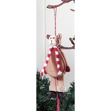 Sprælle Bamse i træ til juletræet (17cm) Træ