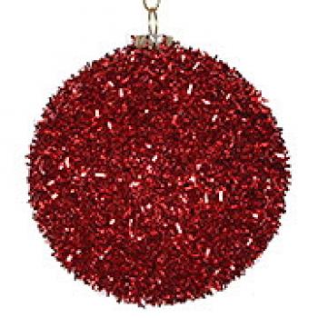Jule kugler metalic der glimter Rød (8cm) 1 stk i æske