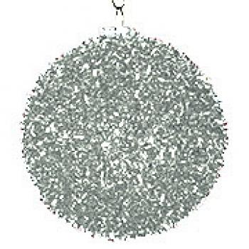 Jule kugler metalic der glimter Sølv (8cm) 1 stk i æske