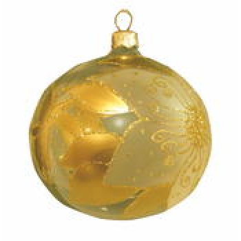 Håndlavet julekugle, med guld dekoration (Ø: 10cm) Glas